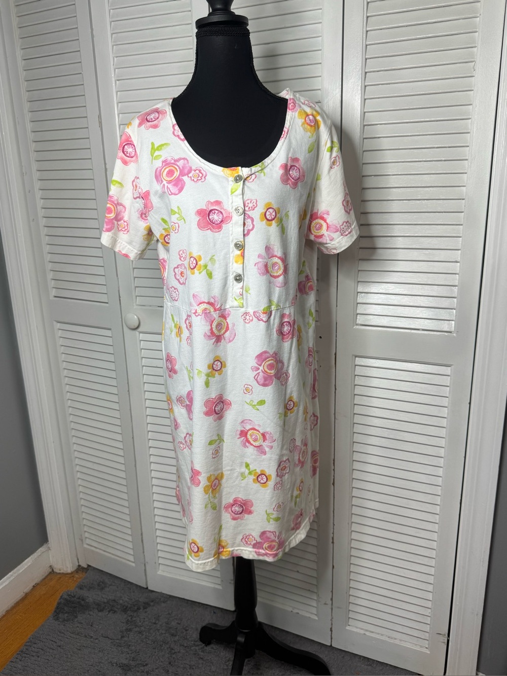 Fresh Produce Women White Pink Floral Grandmacore  Cottagecore Lounge  Gown Larg